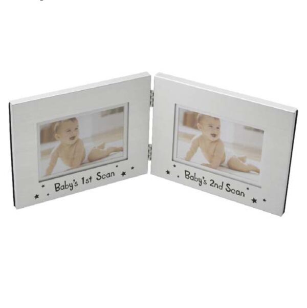 Baby's 1st & 2nd Scan Hinged Frame - 4 x 2.5