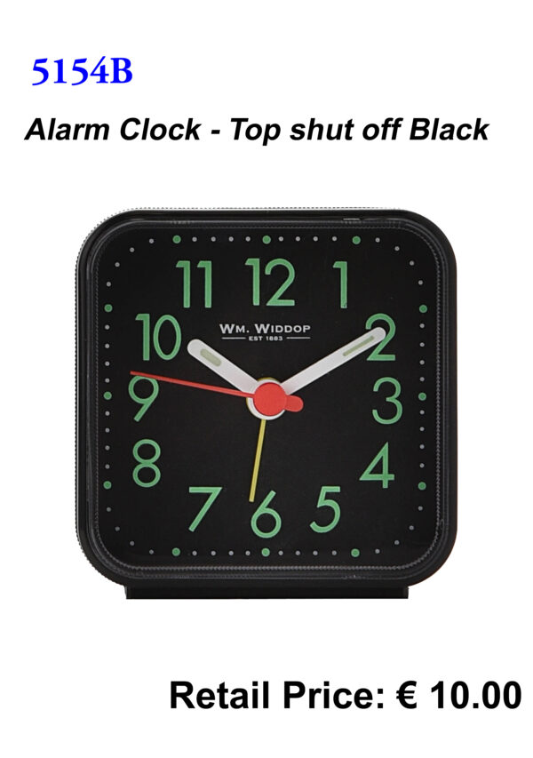 5154B Top Shut Off Black Alarm Clock