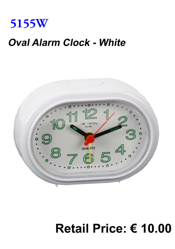 5155 Oval Alarm Clock - Black or White - Image 2