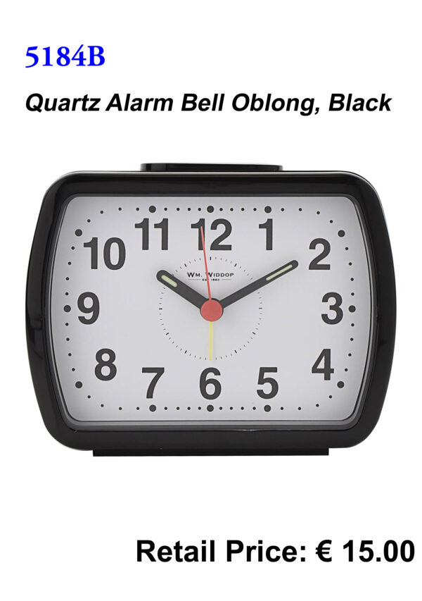 5184B Quartz Alarm Bell Oblong - Black