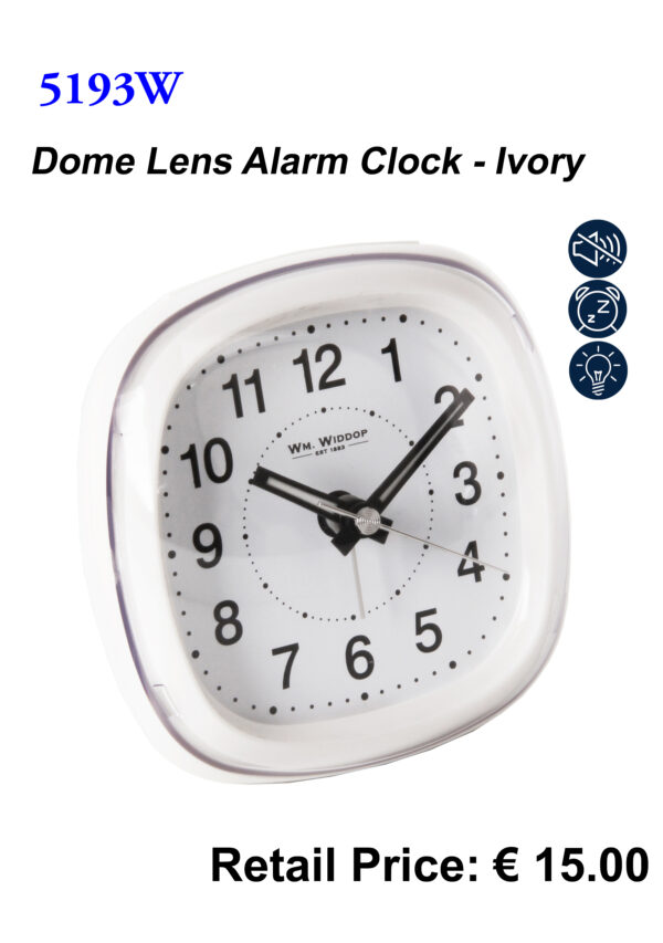 5193W Dome Lens Alarm Clock - Ivory