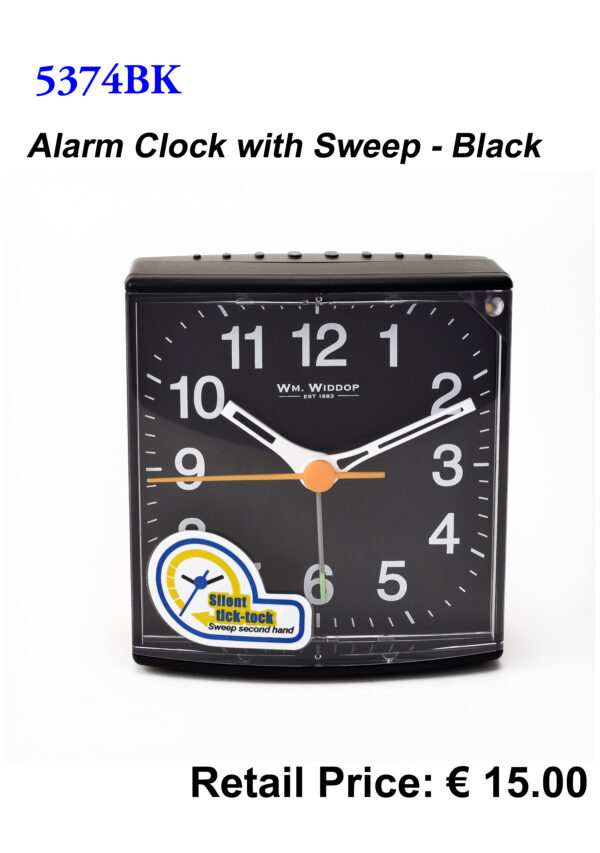 5374B Alarm Clock with Sweep - Black