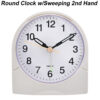 5384 Round Clock with Sweeping Second Hand - Black or White