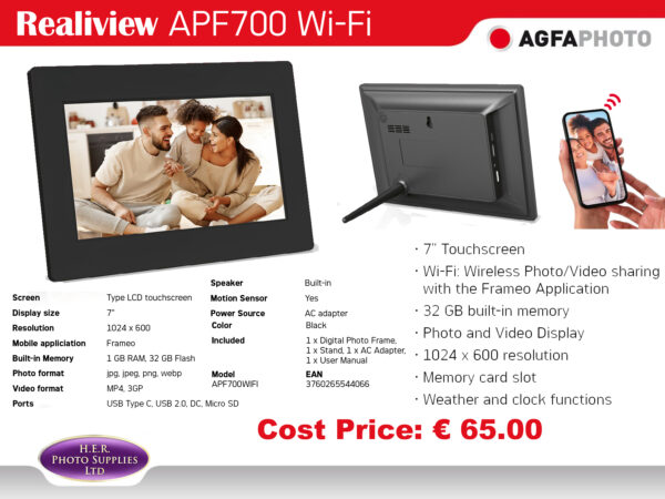 AgfaPhoto Realiview 7" Online Digital Photo Frame APF700WiFi - Image 5