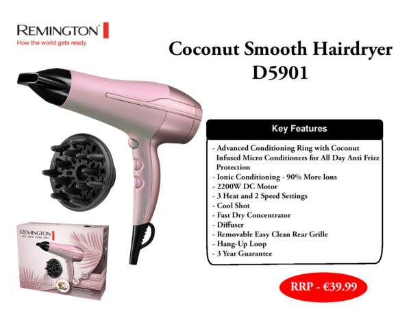 Remington Coconut Smooth Hairdryer - D5901