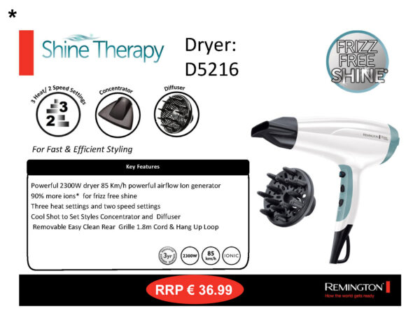 Remington Shine Therapy Dryer D5216