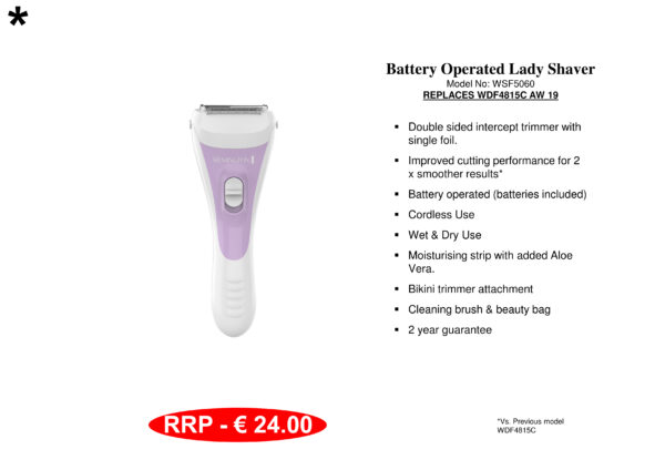 Remington Smooth and Silky Lady Shaver WSF5060