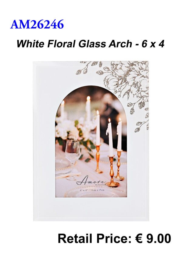 AM26246 White Floral Glass Arch 6x4 Frame