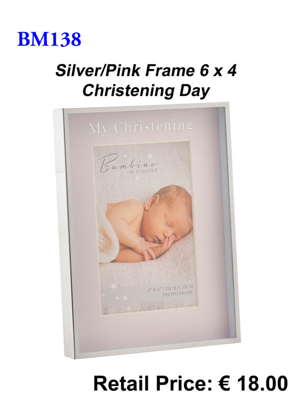 BM138 Silver/Pink Christening Day 6x4 Frame