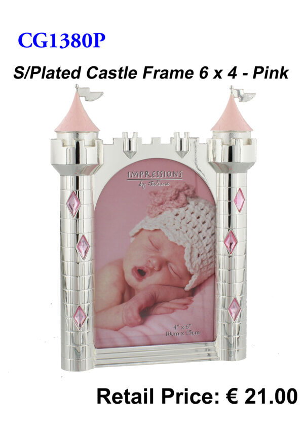 Silverplated Castle Pink Frame 6x4