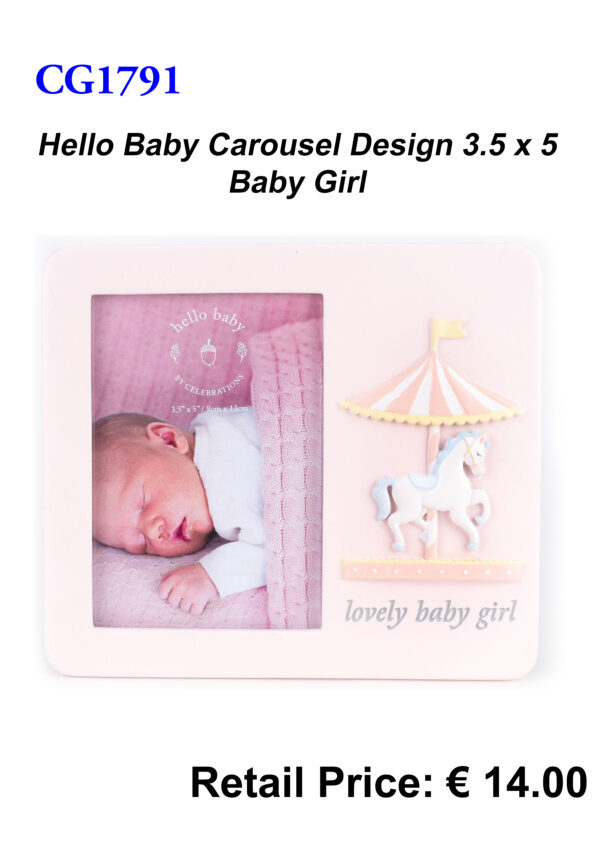 Hello Baby Carousel Baby Girl Design 3.5x5 Photo Frame