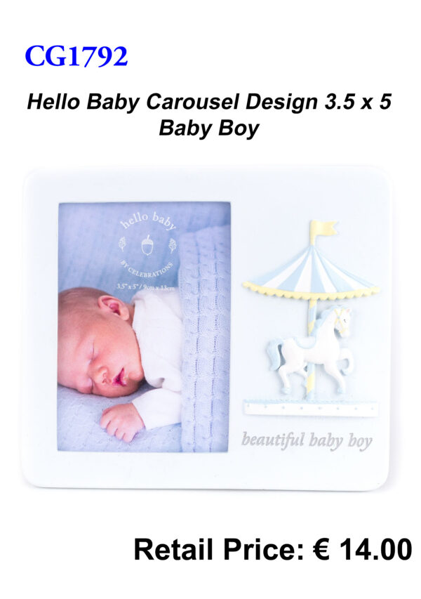 Hello Baby Carousel Design Baby Boy 3.5x5 Photo Frame