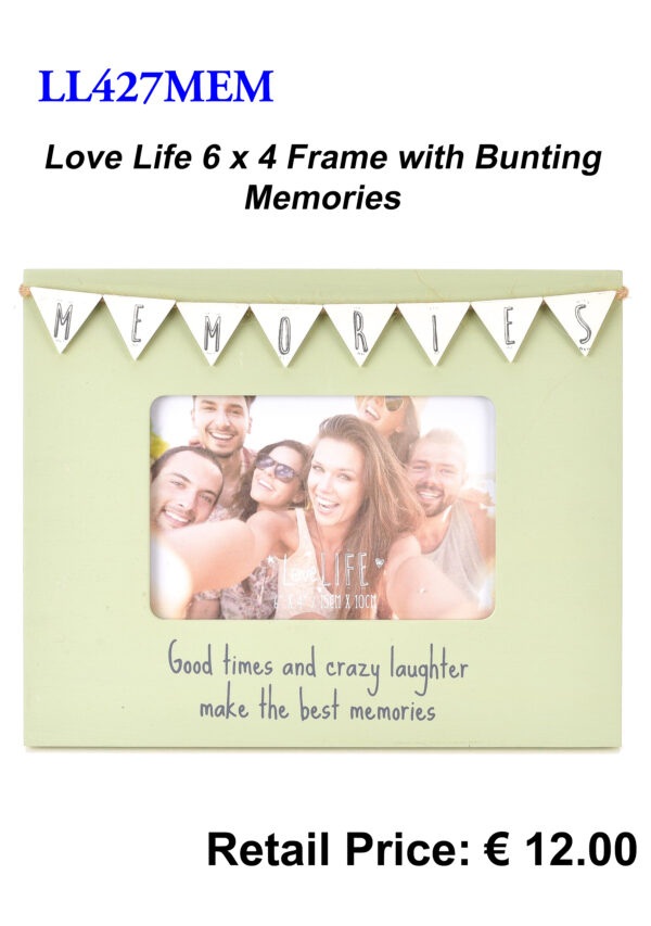 LL427MEM Love Life 6x4 Memories Frame with Bunting