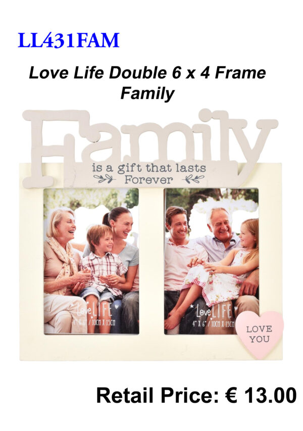 LL431FAM Love Life Double 6x4 Family Frame