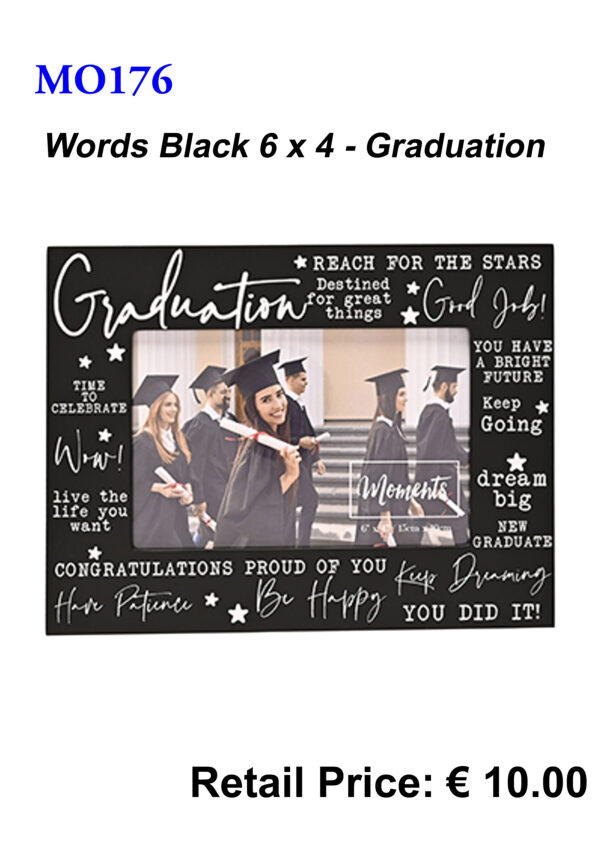 Graduation Words Black 6x4 Frame