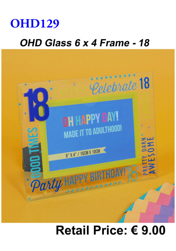 18th Birthday 6x4 Glass Frame