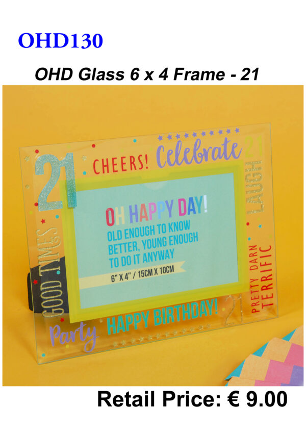 21st Birthday 6x4 Glass Frame